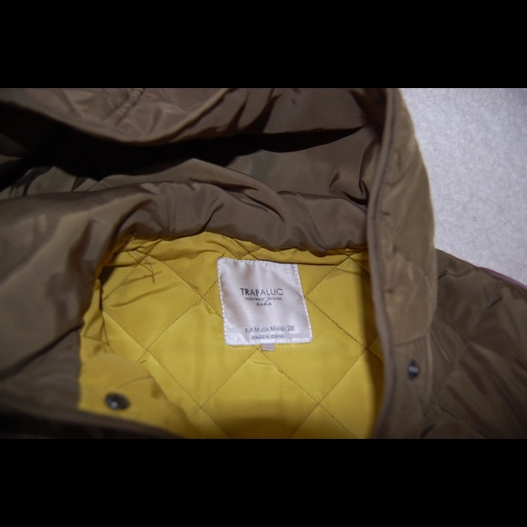 Zara Trafaluc Olive Green Puffer Jacket Sz M - Picture 5 of 6